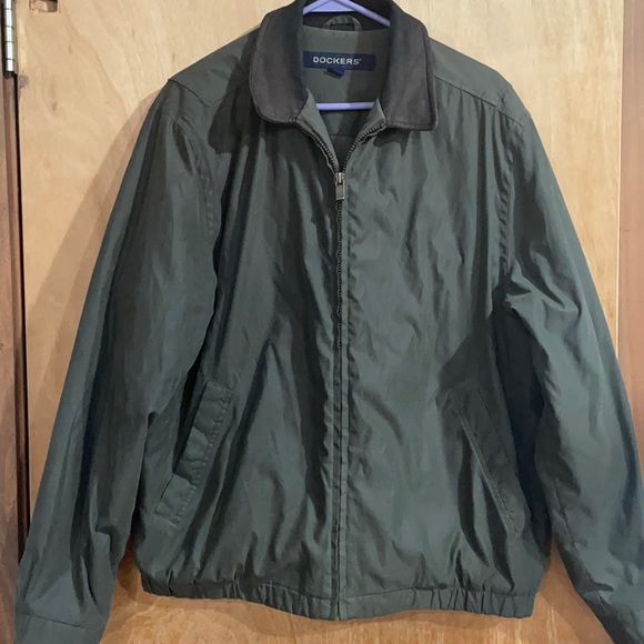 Mens L Dockers Army Green Bomber Jacket 
